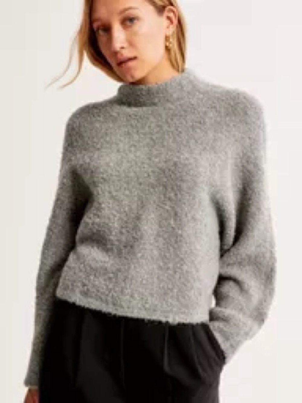 Abercrombie & Fitch Heather Gray Mock Neck Sweater